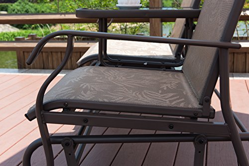 PatioPost Outdoor 2 Person Patio Mesh Fabric Loveseat Glider Chair w/Center Table,JA