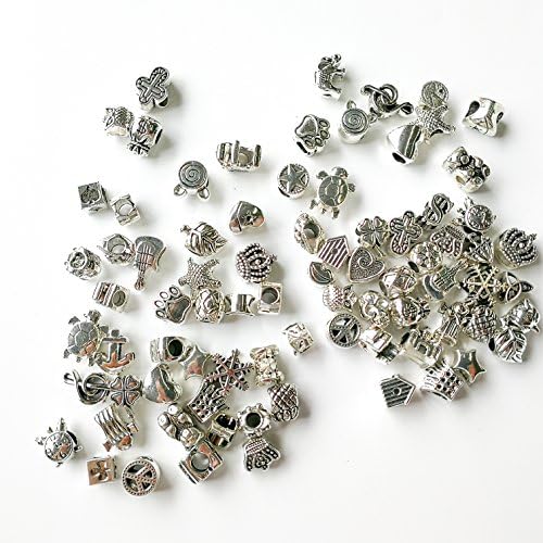 Samje Tibetan Silver Tone Color Spacer Loose Beads Fit European Charm Bracelet Mix 80pcs (Approx.) Lot for DIY