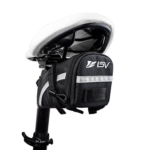 BV Bicycle StrapOn Saddle Bag, Inside Mesh Pocket Bike Seat Bag