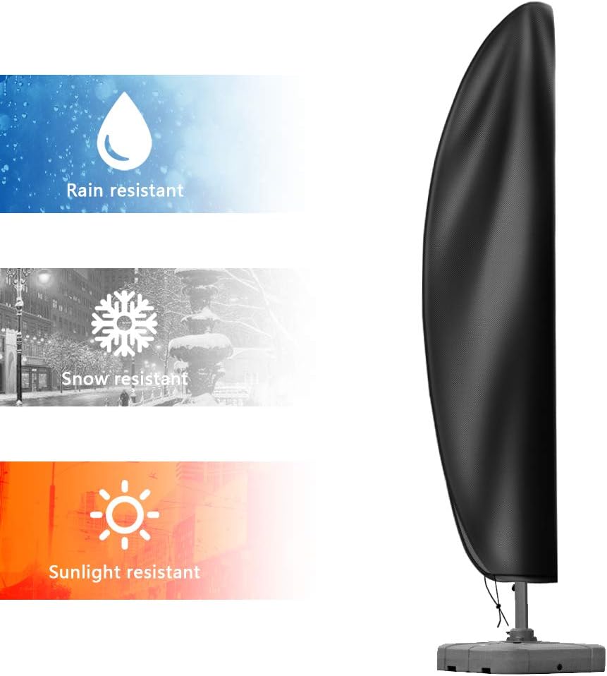 Patio Umbrella Cover, Upgraded 420D Oxford Fabric Waterproof Snowproof Outdoor Offset Umbrella Cover with Zipper for 9-11ft Cantilever Parasol Umbrellas (280 x 81 x 45cm), Blcak : Garden & Outdoor