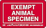 Labelmaster L361 Exempt Specimen Label, Animal