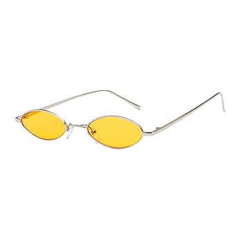 Inlefen Unisex Vintage kleine ovale Sonnenbrille schlanke Metallrahmen Candy Colors Eyewear