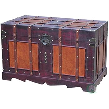 Vintiquewise(TM) Antique Style Steamer Trunk
