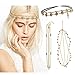 DRESHOW Head Chain Hair Accessories Bohemian Diamond Pearl Tassel Hair Band Alice Band Gold Leaf Chain Headband 3 Pack