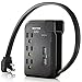 BESTTEN Travel Surge Protector Power Strip with 2.4A Dual USB Ports, 3 Grounded Outlets, 15A/125V/1875W, 18-inch Extension Cord, Black