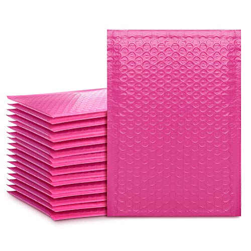 Fu Global Upgrade Opaque Pink #0 Poly Bubble Mailer Self Seal Padded Envelopes Pack of 25 (Pink, 6x10)