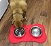 ROZU Dog Bowl | Stainless Steel Food Water Bowls with Non Skid Non Spill BPA Free Silicone Mat Holiday Red 48 oz for Small Dogs, Cats, and Small Pets