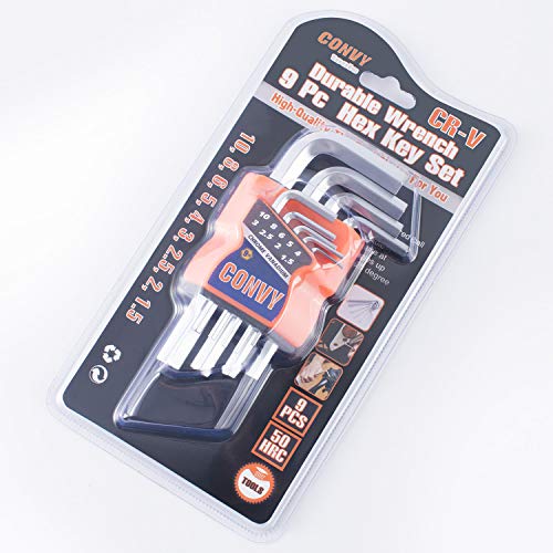 Convy GJ-0049 Arm Hex Key Wrench Set Chrome Vanadium, Metric, set of 9 pieces, Standard - Thumbnail 4