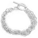 ANDI ROSE Fashion Jewelry 925 Sterling Silver Plated Circle Rings Bangle Bracelet (1258 Silver)