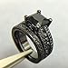Black Gold Sapphire Princess Cut CZ Wedding Engagement Band Bridal Rings Jewelry Set