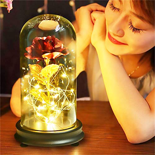 DOTKV Galaxy Rose Glass Rose Flower Forever Rose 24k Blue Rose Best Gifts for Women, Christmas, Wedding,Valentine\'s Day, Anniversary and Birthday (Blue)