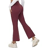 baleaf Women's Petite Flare Leggings Tummy Control Crossover High Waisted Yoga Pants with Pockets Work Casual 27"