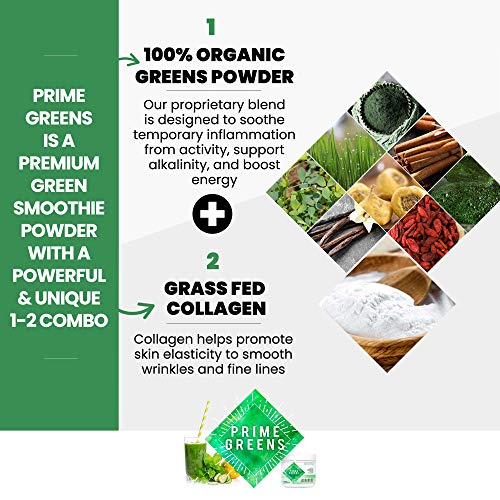 Prime Greens with Collagen Premium Green Superfood Powder for