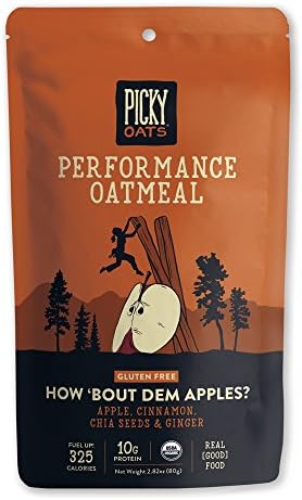 Picky Oats Organic Performance Oatmeal, How 'Bout Dem Apples, 2.8 oz (Pack of 10) By Picky Bars