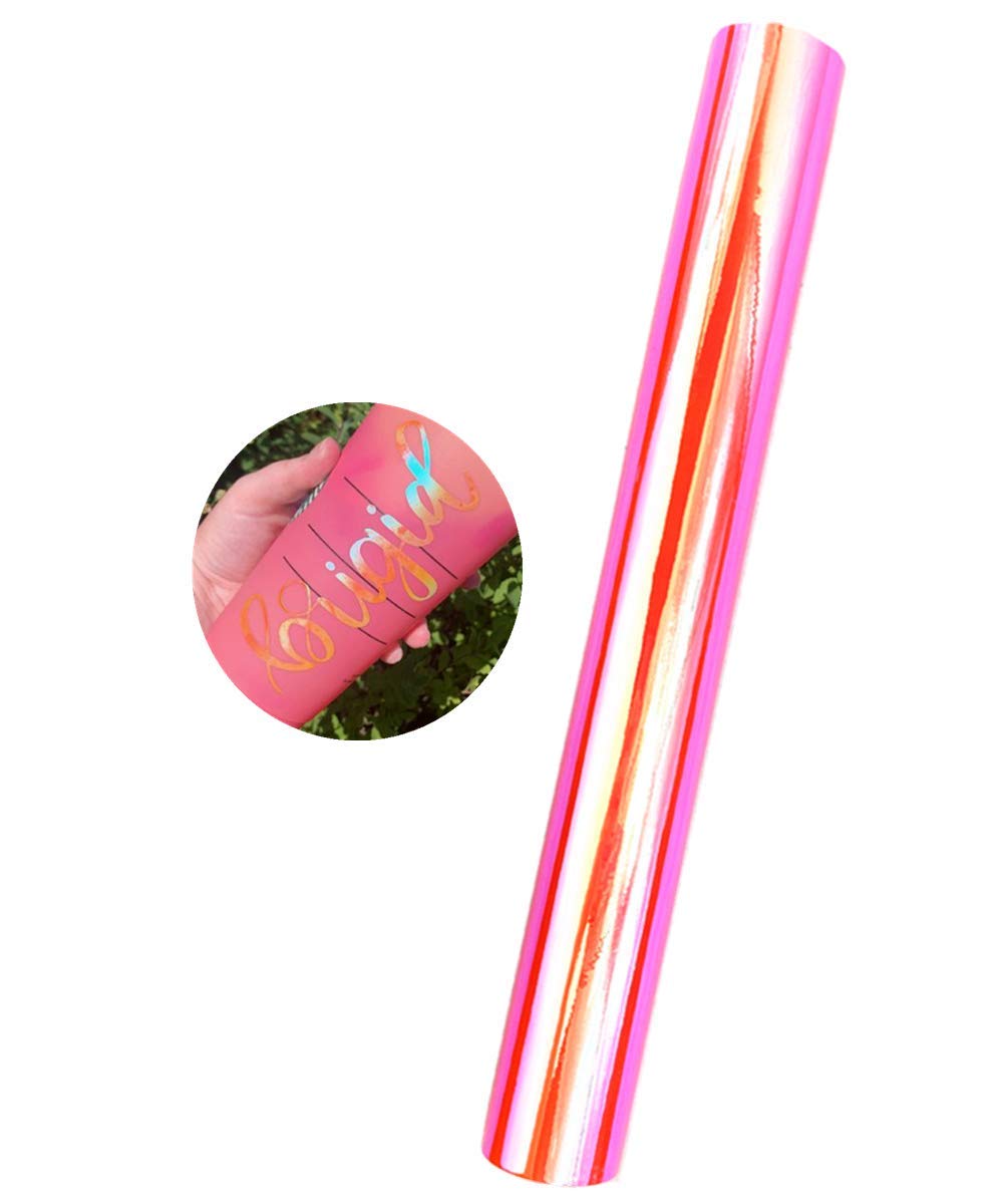 Chrome Rose Gold Siver Permanent Adhesive Vinyl Sheet Gloss Metallic Craft Vinyl for Silhouette Tumblers Cameo Craft Cutter Cricut,30cm by 152cm (Pink)