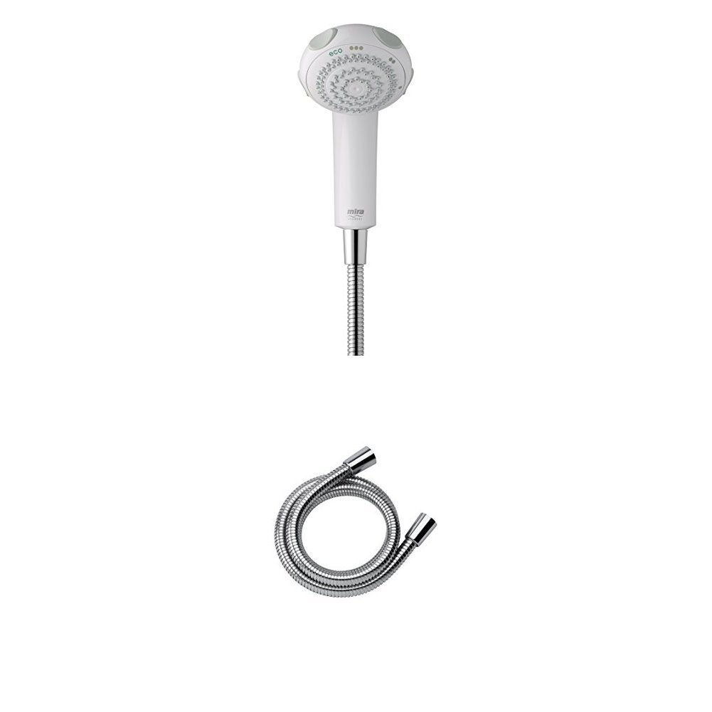 Mira Logic Four Spray Showerhead - White 2.1605.177 with shower hose
