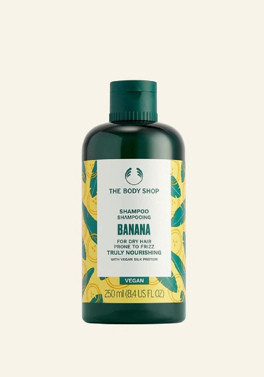The Body Shop Banana Truly Nourishing Shampoo anti frizz moisturising dry hair Vegan 250ml