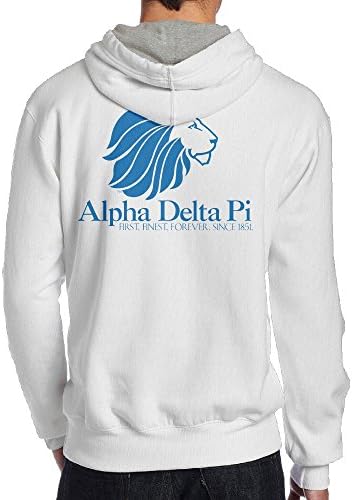 Uhigu Men Alpha Delta PI Blue Lion and Name Tee Men's Crew Neck Sweatshirt White XXL