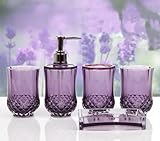 HQdeal 5PC Set Acrylic Bathroom Accessories Bathroom Set Glamarous Purple