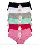 Mamia Women's Basic Cotton Bikini Boyshort Panties w/ Lace 6pk