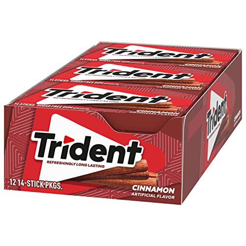 TRIDENT CINNAMON SUGAR-FREE CHEWING GUM, 12 PACKS OF 14 PIECES (168 TOTAL PIECES)