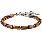 Casvia Handmade Bracelets for Men Mens Bracelet with Natural Tigers Eye Hematite, Mens Jewelry for Energy and Style Mens Jewelry Ideal Gift for Yourself Friends or Father