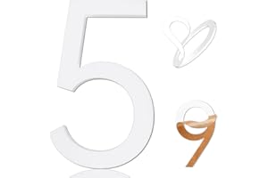 HADOIFE 5 Inch Adhesive Numbers, White house Numbers for Apartment Door Farmhouse Mailbox Office Hotel Outside,Home Address Numbers White Acrylic Frosted Matte House (Number 5)…