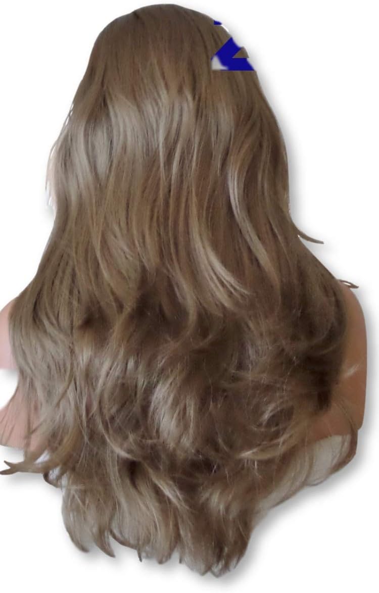 WIG FASHION 24 Inch Ladies Half Wig - Sexy Long Layered Flick Wavy Style - ASH BROWN #18 - Heat Resistant Synthetic - Clip In Hair Piece Women Extension Z40