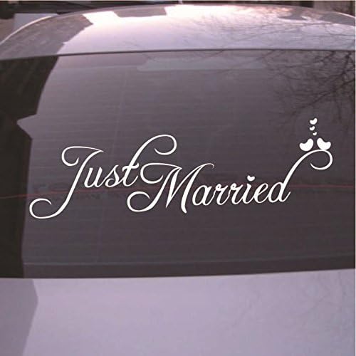 Leofan Wedding Planner Just Married Car Decal Window Sticker Window Cling White Decal Sticker for Wedding Day Car Back Window Mirror (White)