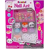 Hot Focus Scented Nail Art Kit - Critter Girls Nail Kit Includes 12 Press on Nails, 3 Nail Polishes, 31 Nail Stickers and a Nail File – Non-Toxic Water Based Peel Off Nail Polish