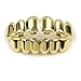 JINAO 14K Gold Plated Hip Hop Classic Teeth Grillz Top & Bottom Grillz Set Hiphop Bling Gold Grills (Gold)