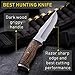 Hunting Knife - Survival Knives with Sheath - Engraved Fixed Blade Knife - Hunter Bushcraft Bowie Knofe - Classic Long Blade Knifes with Wood Handle for Men - Best for Hunting Camping Defense 2428