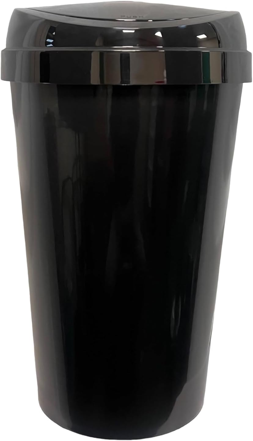 Easy Shopping Touch Bin 45L Black 45 Litre Top Lid Non Slip Base Removable