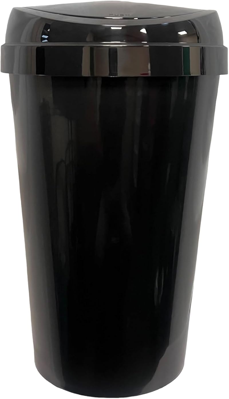 Easy Shopping Touch Bin 45L Black 45 Litre Top Lid Non Slip Base Removable