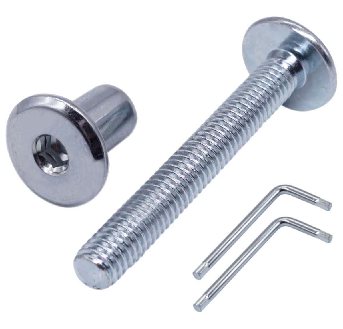 SKIR'CO (20 pcs) Zinc Plated Steel Joint Connector Bolts M6 x 50 mm With Nuts, Furniture Connector Bolt, Hex Allen Screws