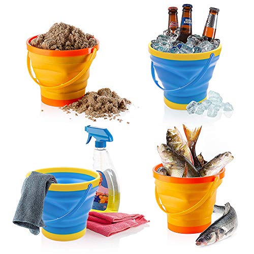 Shindel Foldable Bucket, 3PCS Foldable Pail Bucket Collapsible Buckets for Kids Beach Play Camping Gear Water and Food Jug, Dog Bowls, Camping, 2.5L