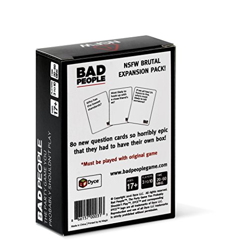 Bad People - NSFW Brutal Expansion Pack (80 NEW Question Cards) - The Party Game You Probably Shouldn't Play