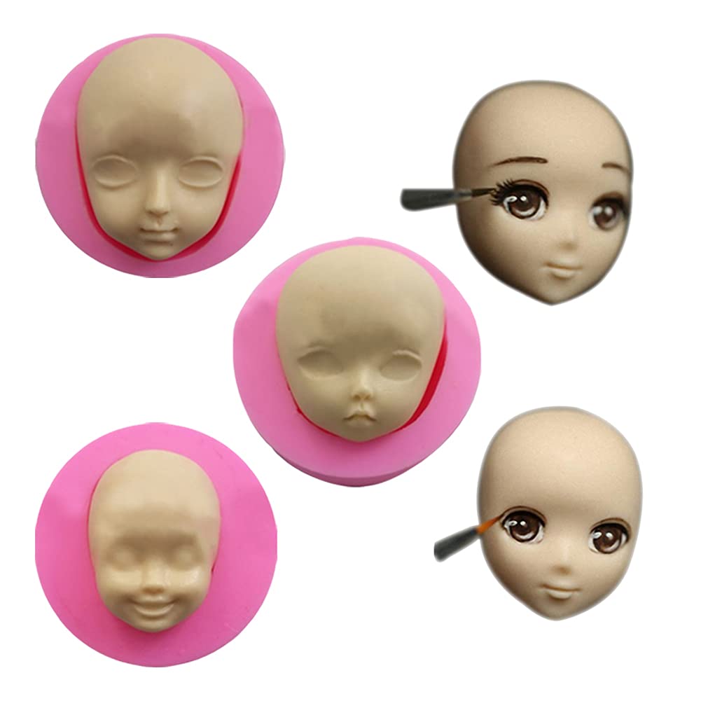 WonDerfulC 3 Pcs Human Head Silicone Molds for Cake Clay Candle Soap Making