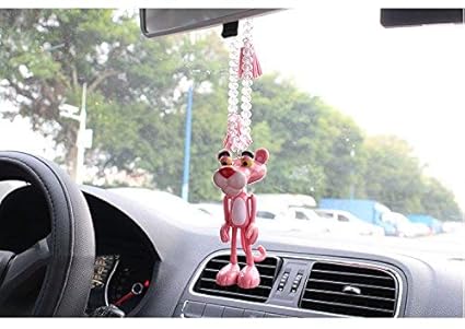 HT TOYS Beaded Pendant Cute Pink Panther Dashboard Car Decoration