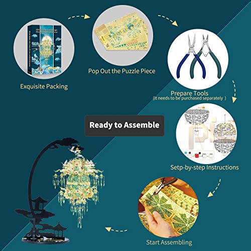 Piececool 3D Metal Puzzles for Adults, Silver Sachet with Grape DIY 3D Model Building Kits for Teens Boys, Great Halloween, 592 Pcs