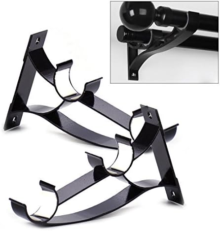New 2x Heavy Metal Double Curtain Rod Poles Drapery Bracket fit 25mm Drape Rods