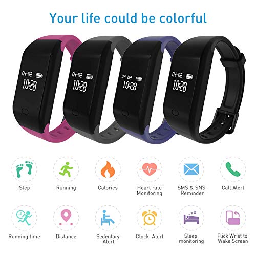 Fitpolo Fitness Tracker HR,Activity Tracker with Heart Rate Monitor, IP67 Waterproof Smart Bracelet, Fitness Watch with Calorie Counter,Sleep Monitor,Pedometer Watch for Kids Women and Men - Thumbnail 2