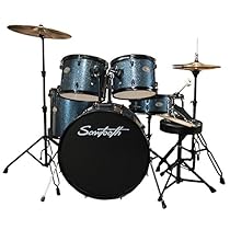Rise by Sawtooth ST-RISE-DS-BS Full Size Student Drum Set with Hardware & Beginner Cymbals, Storm Blue Sparkle
