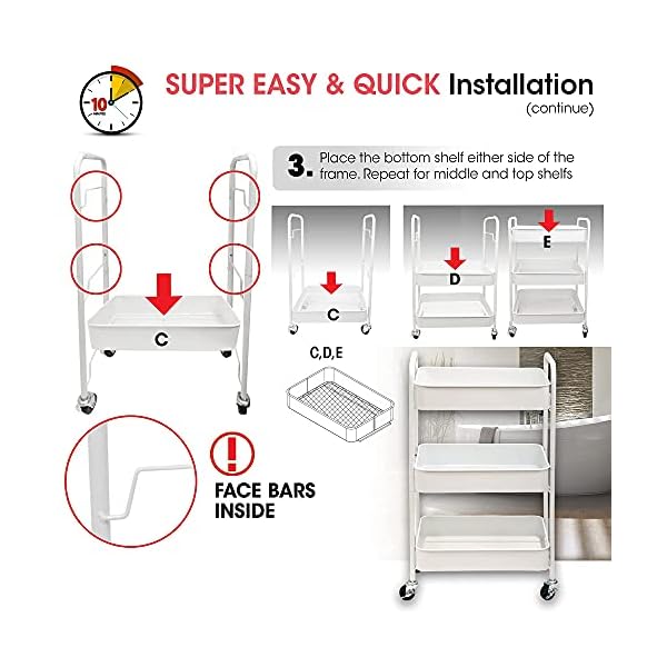 Amtido-3-Tier-Storage-Trolley-on-Wheels-Organiser-Metal-Utility-Rolling-Cart--Suitable-for-Kitchen-Bathroom-Bedroom-Organisation--White Amtido 3 Tier Storage Trolley on Wheels Organiser, Metal Utility Rolling Cart – Suitable for Kitchen, Bathroom, Bedroom…
