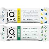 IQ BAR Brain + Body Bar, Get Up And Go Variety Pack, 10g Plant Protein, 1-2g Sugar, 4g Net Carbs, Keto, Paleo Friendly, Vegan, Gluten Free, Low Carb, 1.6oz Bar, 6 Count