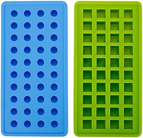 Spespo Silicone Ice Cube Tray(set of 2), BPA Free Small Square Ice Cube Moulds & Ice Ball Moulds, Freezer Tray for Gin Glasses, Whiskey, Scotch, Cocktail and Liqueur Glasses(40 cubes*2)
