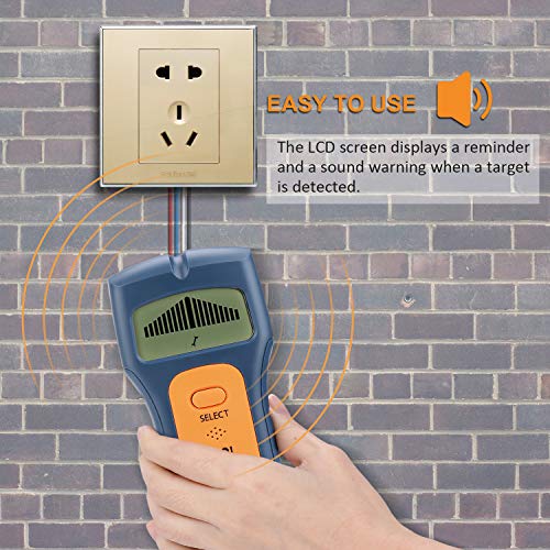 AZFUNN Stud Finder Sensor Wall Scanner, Multi Scanning Electronic Wall Stud Finder with Digital LCD Display and Sound Warning for Metal, Live AC Wires, Wood Detector