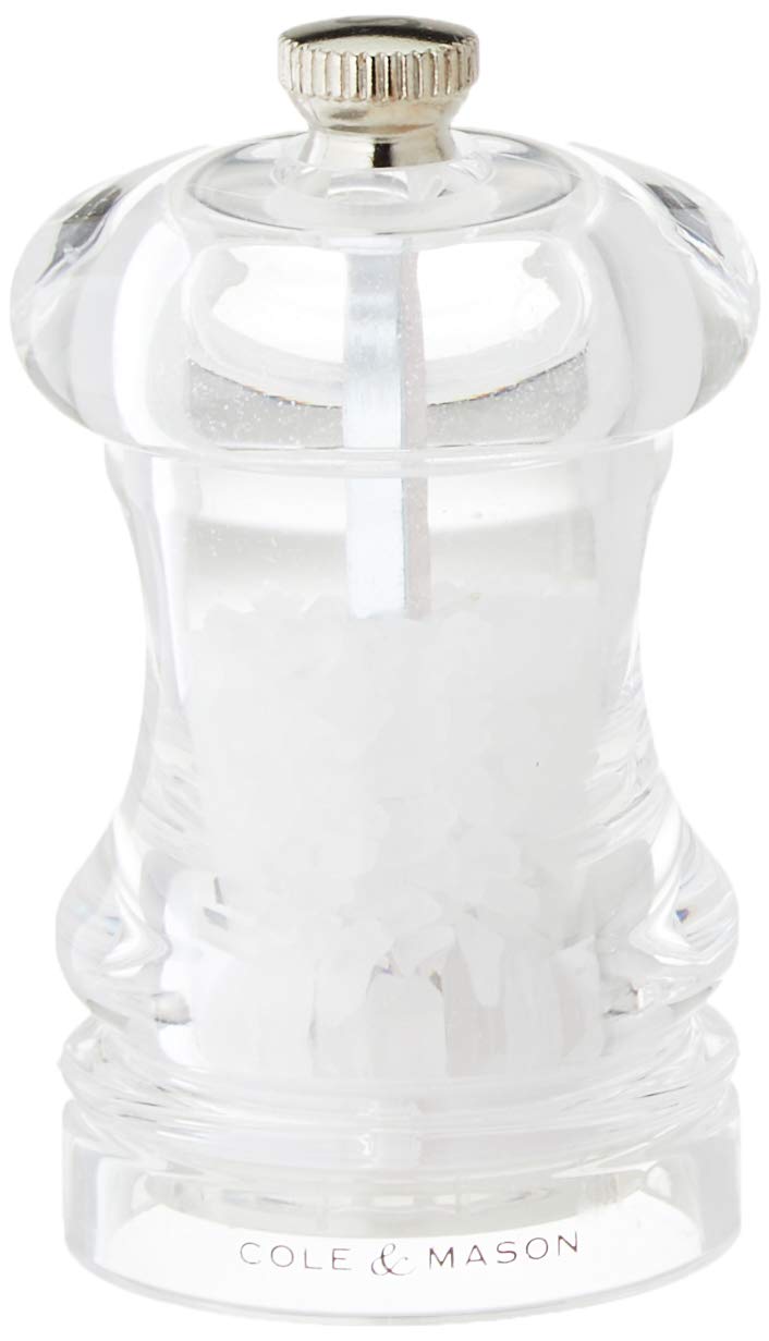 Cole & Mason 125 Salt Mill, Adjustable Ceramic Precision+ Mechanism, Traditional Capstan Style Salt Grinder, Acrylic, 85 mm