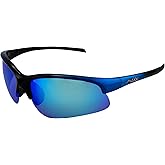 Maxx Domain Sport Golf Sunglasses Black and Blue with Polarized Blue Mirror Lens