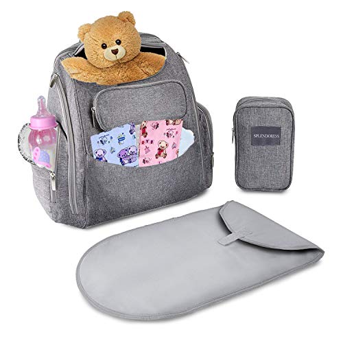Baby Diaper Bag Backpack with Changing Pad - Waterproof Maternity Bag Organizer for Mom or Dad - Large Capacity Tote Stylish and Durable for Men and Women -Grey